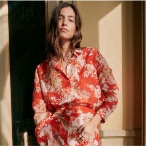 Sézane max shirt in floral rouge - size 38 / us 6